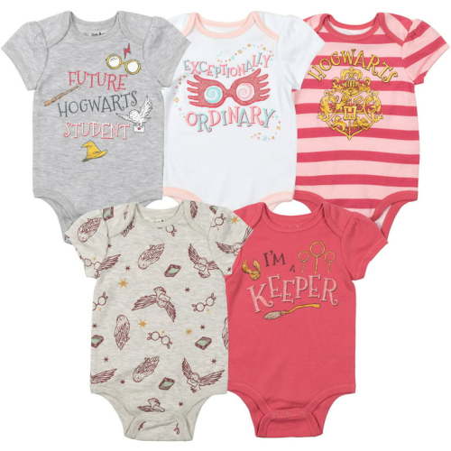 Harry Potter Infant Baby Girls 5 Pack Bodysuits Newborn to Infant