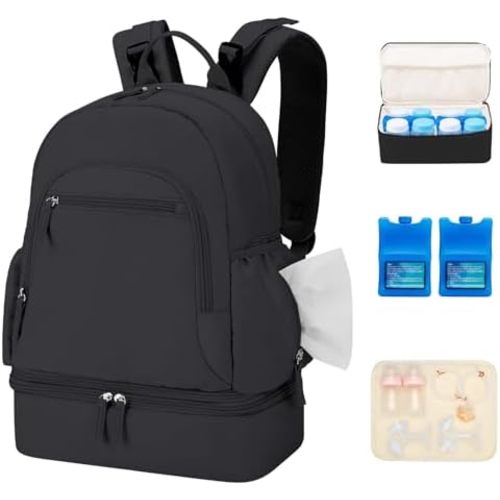 Breast Pump Backpack Fit for Spectra S1/S2 with Removable Cooler Compartment, Breast Pump Bag Fit Pump Accessories for Working & Nursing Moms, Breast Milk Cooler Bag for Travel and Family Use Black