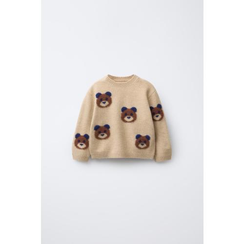 TEDDY BEAR KNIT SWEATER - taupe brown | ZARA United States