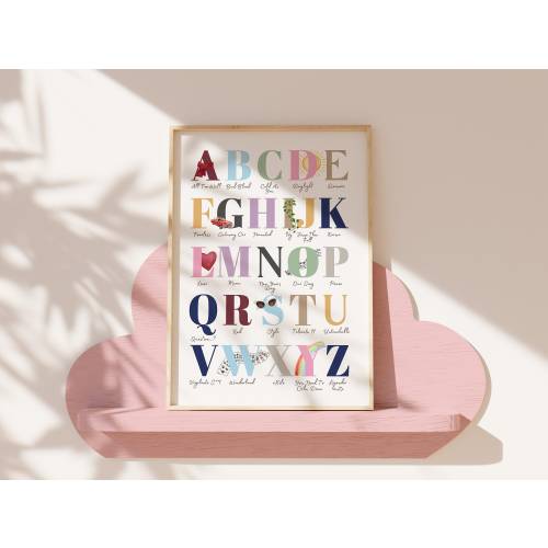 Alphabet Poster | Printable Wall Art | Digital Download Print at Home | Subtle Swiftie Aesthetic Home Decor | Baby’s Room | Nursery