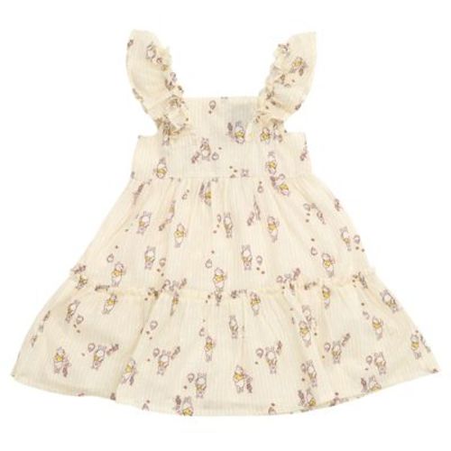 Disney Winnie the Pooh Infant Baby Girls Square Neck Ruffle Dress Pale Yellow The 12 Months