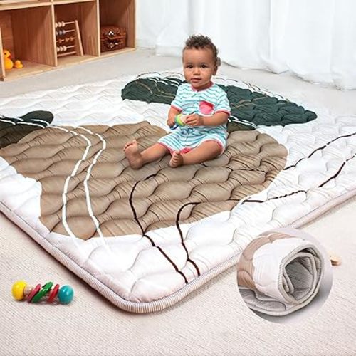 Baby Play Mat, 50x50 Playpen Mat, Thick Soft Foam Playmats for Baby, Foldable and Washable Baby Crawling Mat for Floor(Scandinavia)