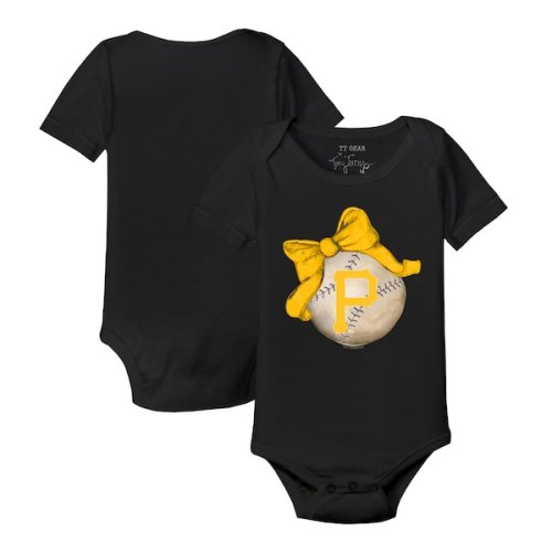 Pittsburgh Pirates Tiny Turnip Infant Baseball Bow Bodysuit - Black