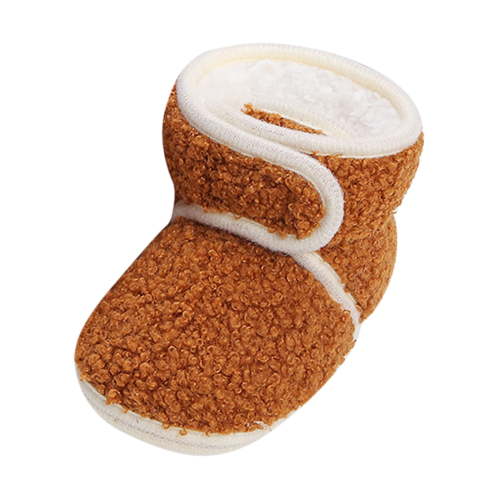 Povozer Baby Boots for Toddler Boys Girls Ankle Warm House Slippers Little Kids Winter Shoes for Indoor Outdoor Walking(Coffee,6-12 Months)