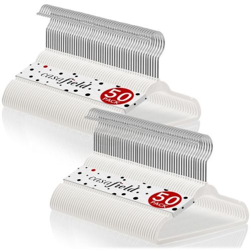 Casafield 11" Velvet Baby Hangers for Infant & Toddler Clothes, Ivory - Set of 100