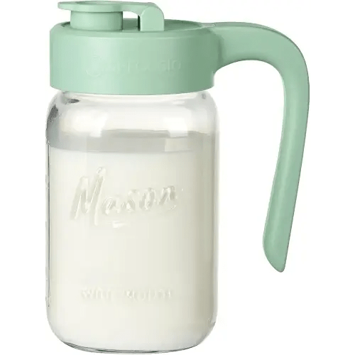 32 oz Glass Pitcher with Lid, 1 Quart Mason Jar Pitcher with Lid Airtight, Breast Milk Storage for Fridge, Ideal for Cold Brew Coffee, Iced Tea, Sun Tea, Juices