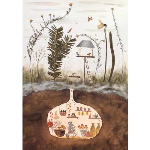 Feeding the birds / fine art print of my illustration