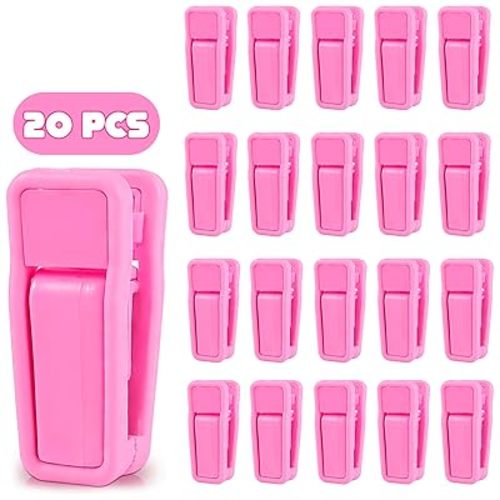 Hanger Clips for Pants, 20 Pcs, Plastic (Pink), for Dry and Wet Clothes