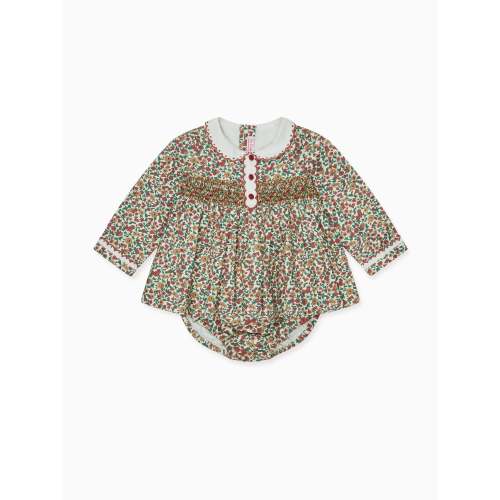 Terracotta Floral Noelia Baby Girl Hand-Smocked Set | La Coqueta Kids UK