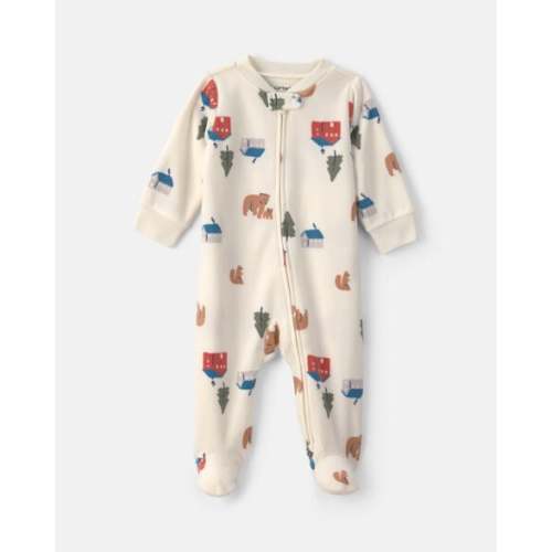Baby Bear Cabin Fleece 2-Way Zip Sleep & Play Pajamas - Cream | Carter's