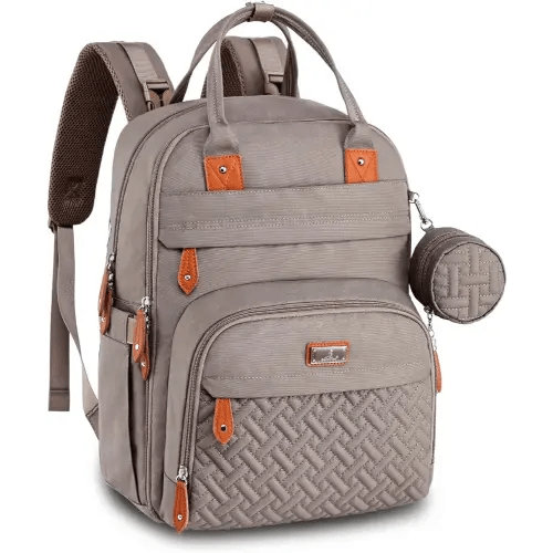 BabbleRoo Diaper Bag Backpack - Baby Essentials Travel Tote - Multi Function Water Resistant Diaper Bag, Travel Essentials Baby Bag with Changing Pad, Stroller Straps & Pacifier Case - Unisex, Khaki