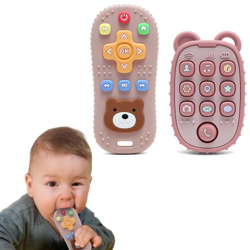 HippoBaby Silicone BPA-Free Food Grade Soft Remote Phone Baby Teether, 2 Count