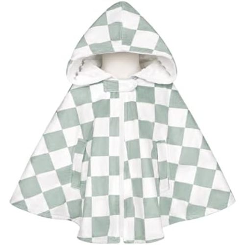 DILIMI Car Seat Poncho for Babies, Winter Hooded Poncho Cape Cloak for Toddler, Warm Minky Kids Car Seat Coat