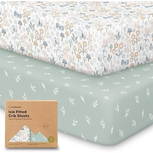 KeaBabies 2-Pack Baby Crib Sheets for Boys, Girls - 52x28 Viscose Derived from Bamboo Toddler Bed Sheets Neutral, Fitted Crib Mattress Cover for Standard Baby Bedding, Soft & Cozy (Prairie)