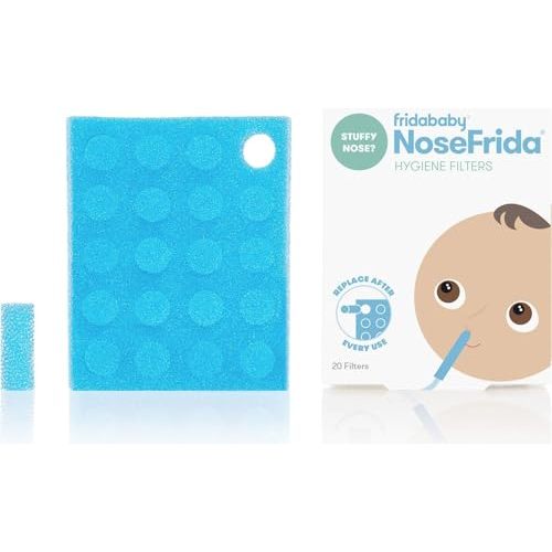 Frida Baby Nasal Aspirator Original NoseFrida Filter Refills, 20ct | Replacement Hygiene Filters for NoseFrida The Original SnotSucker, BPA Free, Latex Free