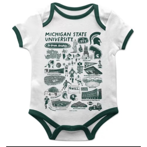 Vive La Fete Michigan State Spartans Baby White Impressions One Piece - 16168954