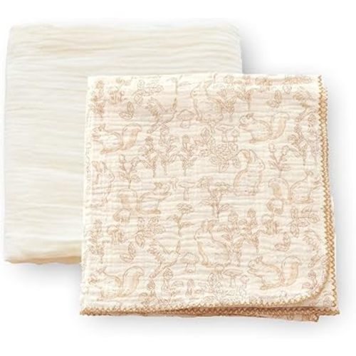 Baby Swaddle Newborn Recieving Blanket 100% Cotton Muslin 2Pack Nursery Wrap Lace Design 40"x40"