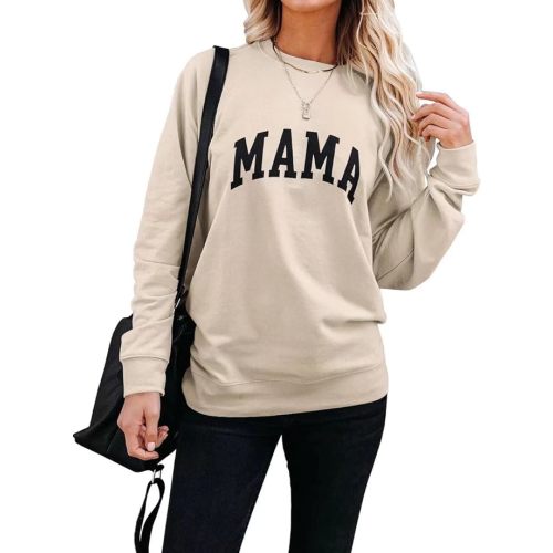 LEEDYA Women Long Sleeve Mama Sweatshirts Round Neck Pullover Loose Lightweight Blouse Tops