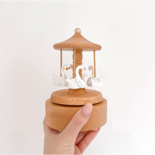 Heirloom Wooden Musical Carousel - Swan