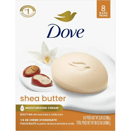 Dove Beauty Bar Soap Shea Butter, 8 Count