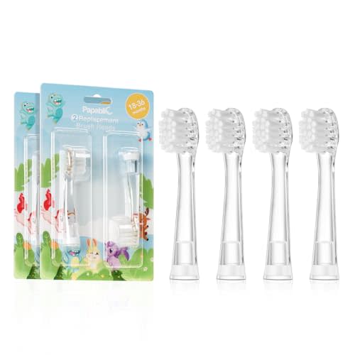 Papablic Replacement Toothbrush Heads - 4 Count | Compatible BabyHandy & Toddler Sonic Electric Toothbrushes (18-36 Months)