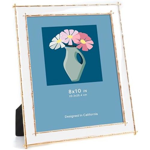 Acovy 8x10 White Enamel Picture Frame with HD Tempered Glass