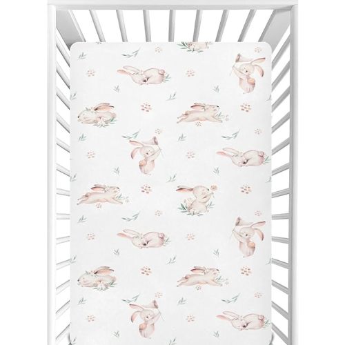 CaTaKu Baby Crib Sheets Cute Rabbit Bunny Woodland Mini Crib Sheets Fitted for Girls Boys,Neutral Soft Toddler Mattress Bed Sheets for Crib,28"x 52"