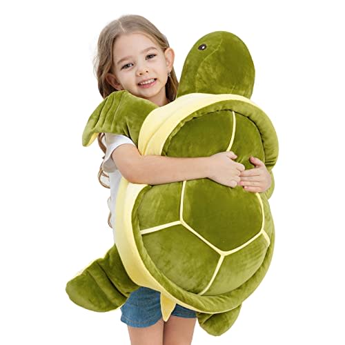 28 inch Big Green Sea Turtle Stuffed Animals Giant Soft Plush Toys, Large Ocean Turtle Plushies Body Pillow, Gifts for Kid Boys, Girls, Girlfriend, Birthday, Easter