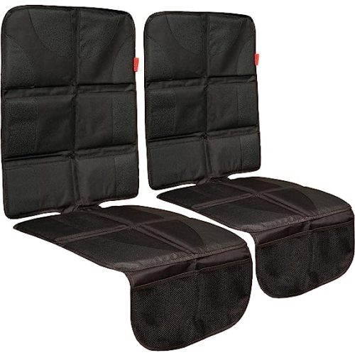 Lusso Gear Car Seat Cover & Protector - 2-Pack Waterproof Non-Slip Protector - Mesh Pocket Organizer - Universal Fit for Convertible & Toddler Car Seats, Black