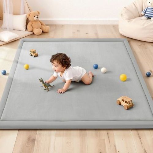 GOTGELIF 50"x50" Soft Flannel Memory Foam Baby Play Mat Waterproof Non-Slip Tummy Time Mat