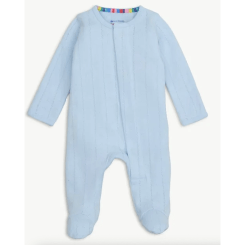 Pointelle Footie/Love Lines Blue