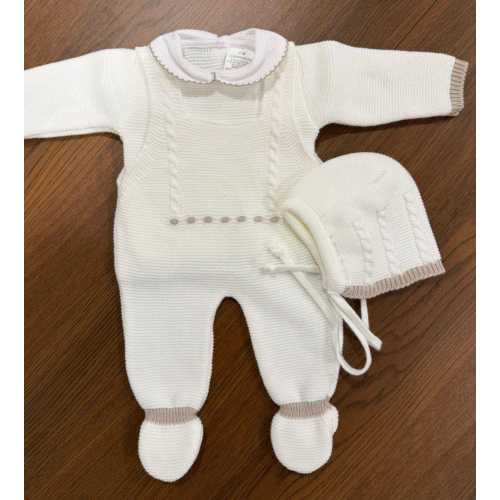 Spanish knitted newborn knit set overalls first outfit baby knit clothing newborn outfit first outfit baby knitted footie baby romper