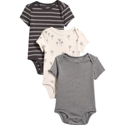 3-Pack Assorted Organic Cotton Bodysuits, 9M