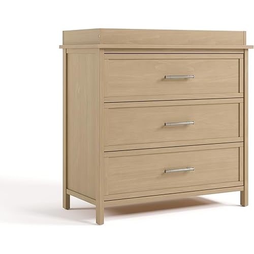 Graco Classic 3 Drawer Chest with Removable Changing Topper (Driftwood) – GREENGUARD Gold Certified Baby Dresser, Includes Changing Topper, Storage Chest with Interlocking Drawer System
