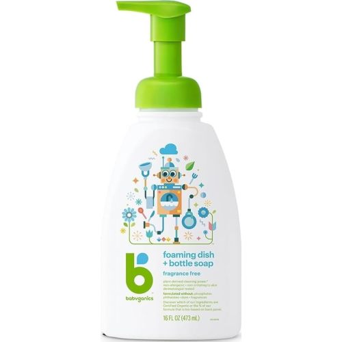 Babyganics Foaming Dish Soap, Pump Bottle, Fragrance Free, 16 oz.