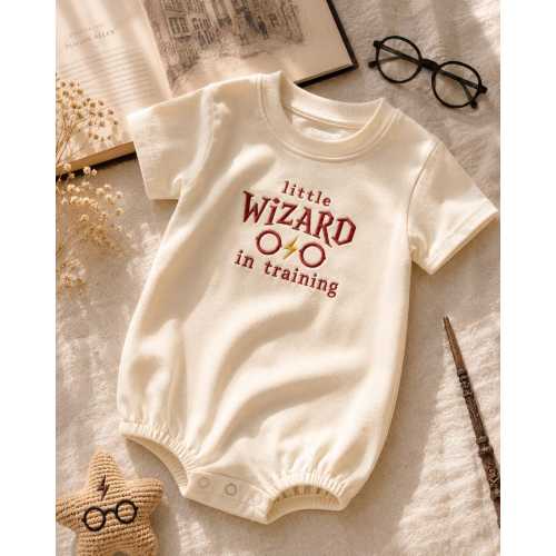 Little Wizard In Training Baby Romper, Magic Baby Outfit, Wizard Embroidered Baby Bodysuit, Fantasy Newborn Outfit, Baby Shower Gift