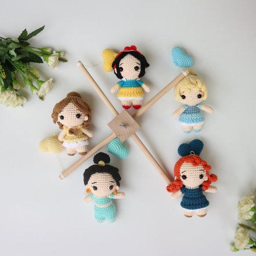 Crochet Princess Doll Mobile: Handmade Nursery Decor. baby shower decor,personalized gift