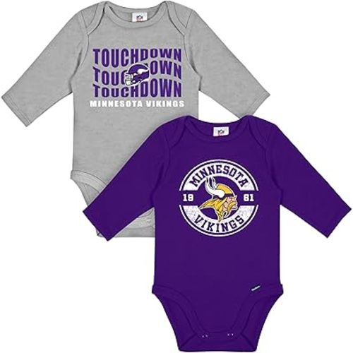 Gerber NFL unisex-baby Nfl 2-pack Long Sleeve Onesie Bodysuit