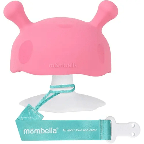 Baby Teething Toys for 3-12 Months+,Silicone Mombella Baby Teether with Suction Base,Soft & Easy to Grasp for Teething Relief,Safe & Comfortable Teether Toys for Sucking Needs,BPA Free (Pink)