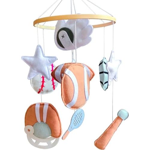 Sports Felt Baby Mobile, Baseball Tennis Football Nursery Hanging Decor
