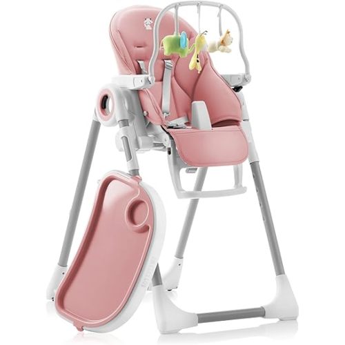 Sweety Fox Baby High Chair Adjustable to 7 Different Heights - Pink Baby Chair - Silla para Comer de Bebe - Foldable High Chairs for Babies and Toddlers