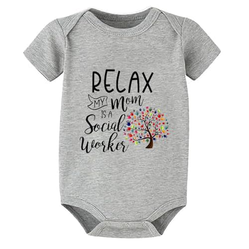 Relax My Mom Is A Social Worker Rompers for Boys Short Sleeve Outfit Girl Newborn White Baby