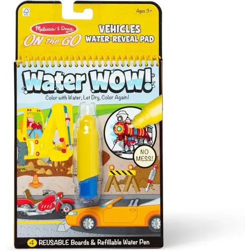 Melissa & Doug On The Go Water Wow! Mess Free Coloring Book, Reusable Water-Reveal Activity Pad, Vehicles, Travel Toys, Party Favors, for Toddlers & Kids Ages 3+ - FSC Certified