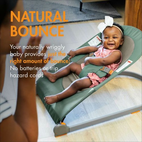 Boon Slant Portable Lightweight Folding Baby Bouncer Seat for Infants - Green