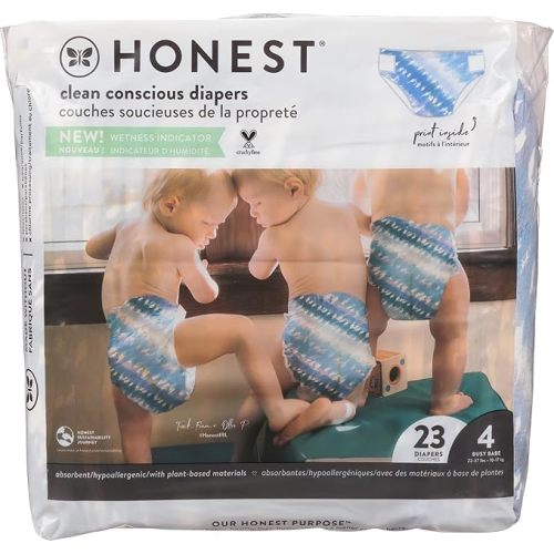 The Honest Company Comfort Dry Disposable Diapers for Sensitive Skin, Hypoallergenic, All The Alpacas + Turtle Time, Club Box Size 1 (8-14 lbs) 78 Count