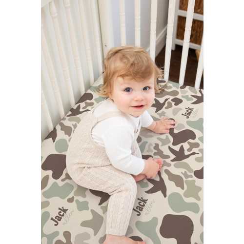 Duck Camo Crib Sheet Baby Bedding Woodland Camouflage Nursery Decor Soft Velveteen Plush Sherpa Backing Hunting Theme Baby Gift
