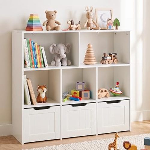 Olakids Toy Storage Organizer and Kids Bookshelf with Movable Drawers
