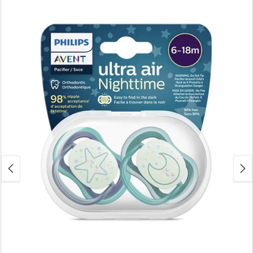 Philips Avent Ultra Air Pacifier 6-18M, Sleeping Star / Sleeping Moon, Nighttime - Multi