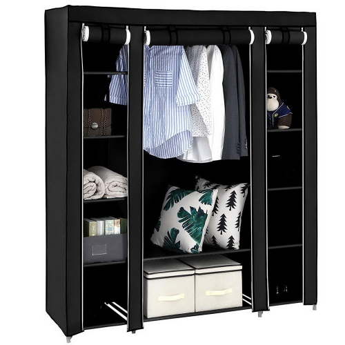 Ktaxon 69" Portable Clothes Closet Wardrobe with Non-Woven Fabric Black