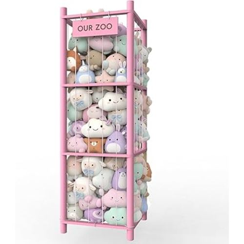 Stuffed Animal Storage Organizer, 53.5" Solid Wood Zoo Toy Holder for Kids Bedroom, Nursery & Playroom, Large Plush Toy Storage Holder, Holds 40 Plush Stuffed Animals, No-Tool Easy Assembly